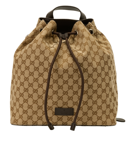 GG Drawstring Backpack, &pound;495, Handbags, Beige/Brown, Canvas, Front view